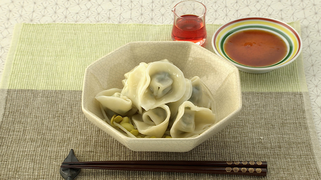 春菊のゆで餃子